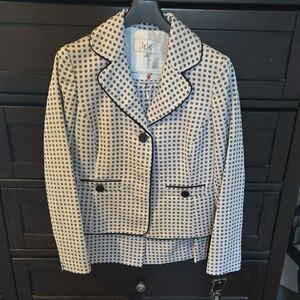 Le Suit Women's Black and White Polka Dot Blazer